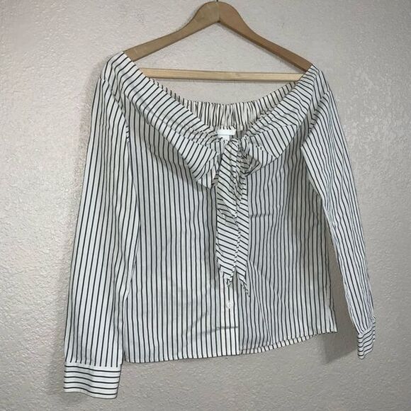 H&M Striped Off The Shoulder Top Size 2 - Picture 4 of 10